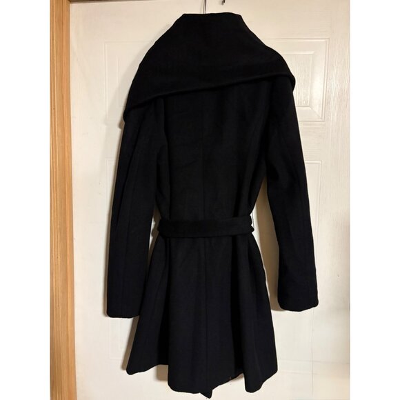 Cole Haan Signature Womens Asymmetrical Belted Full Zip Wool Coat Size 8 Black - Picture 4 of 16